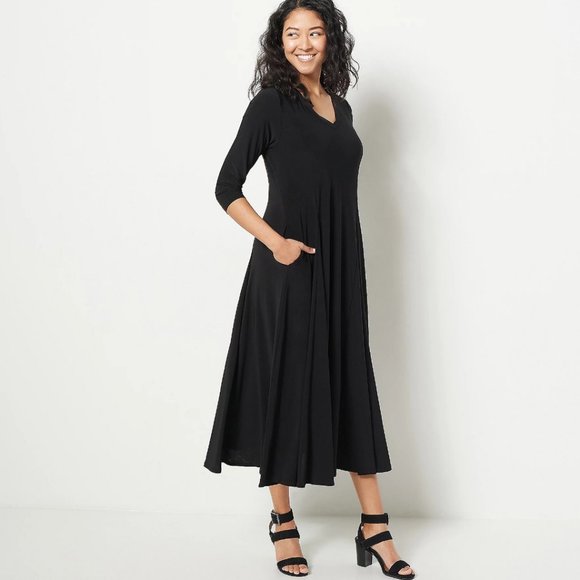 Attitudes by Renee Como Jersey 3/4-Sleeve Midi Dress  11632 - Picture 1 of 1
